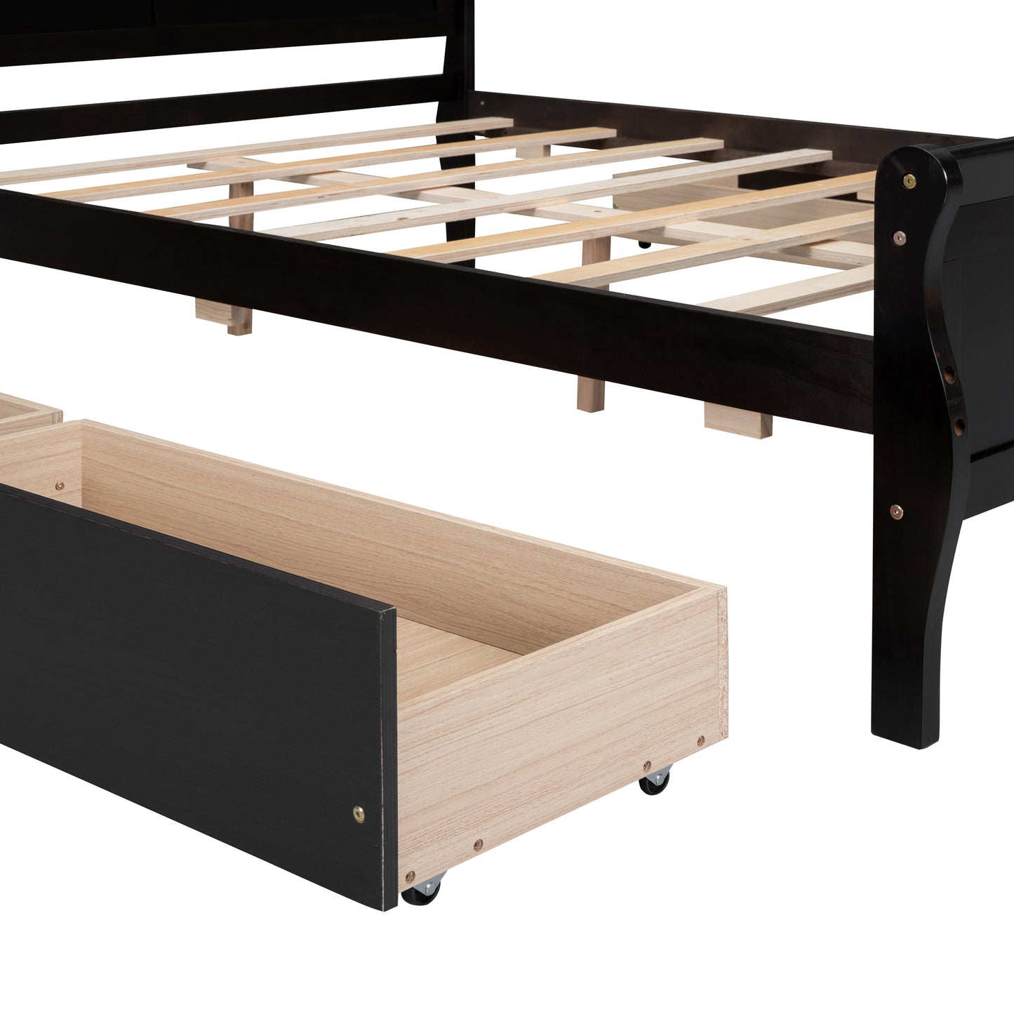 Meg Full Size Wood Platform Bed with 4 Drawers - Espresso