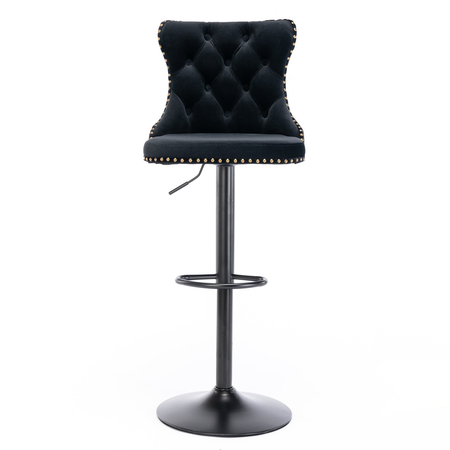 Rise 180 Velvet Barstools Adjusatble Seat Height - Black Set of 2