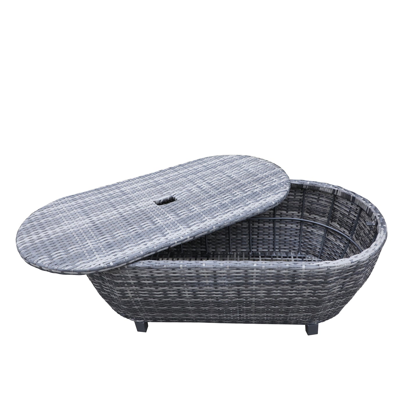 Bosa Outdoor Wicker Oval Coffee Table  - Black