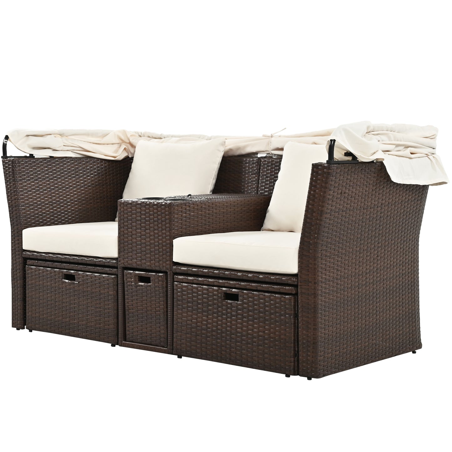 Ginson 2-Seater Outdoor Patio Daybed - Beige