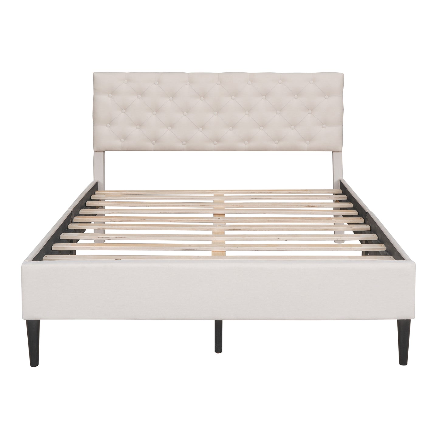 Ukin Full Size Upholstered Linen Platform Bed - Beige