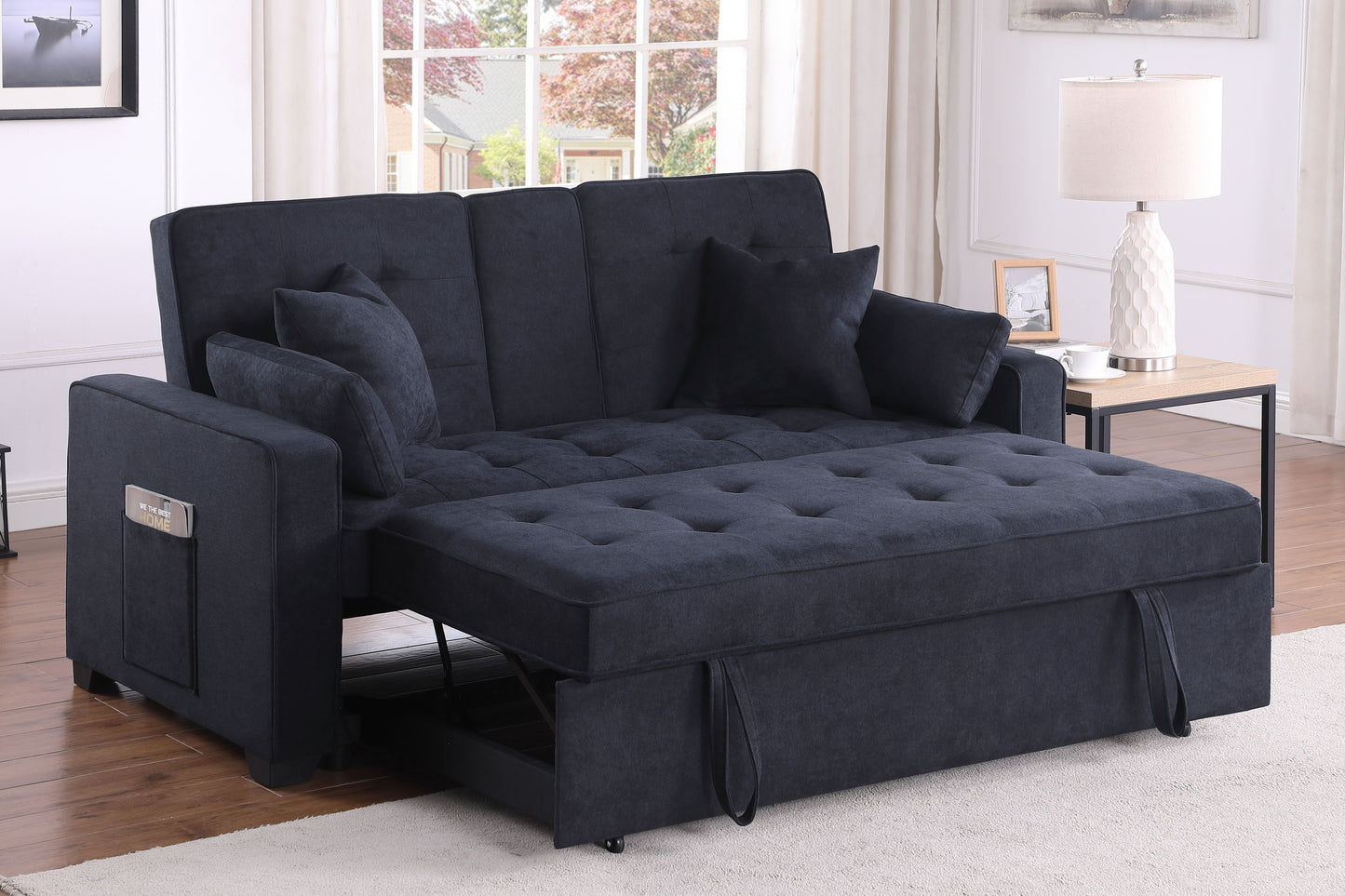 Cody II Woven Fabric Convertible Sleeper Loveseat - Dark Gray