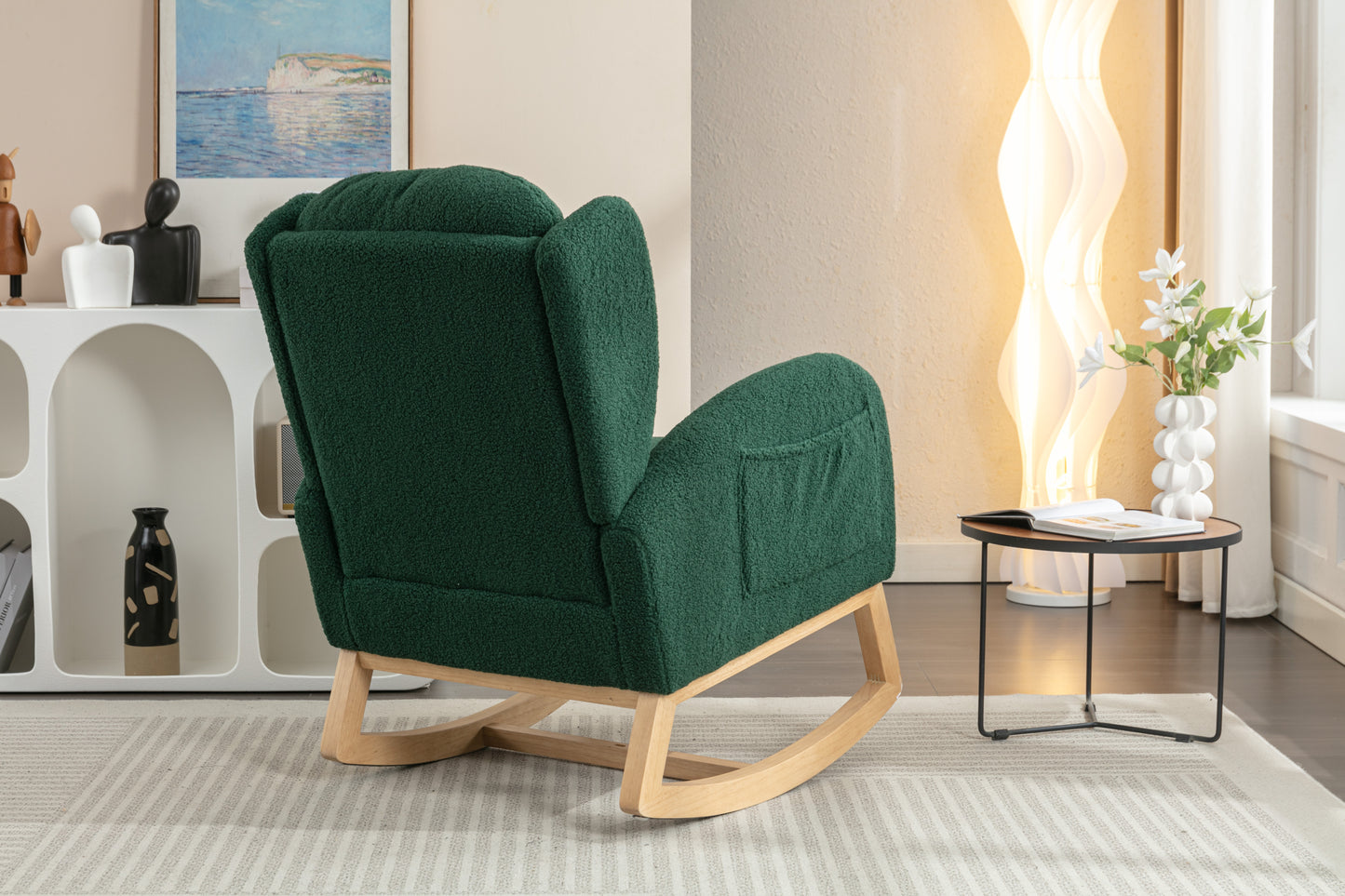 Nadia Teddy Fabric Rocking Chair - Green