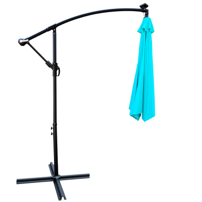 Alexa 10 ft Outdoor Umbrella Solar LED with Cross Base - Turquoise