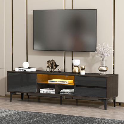 Chicada TV stand with LED remote control lights - Black+Brown