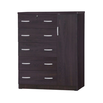 Go Green Woods Sofie 5 Drawer Wooden Tall Chest Wardrobe