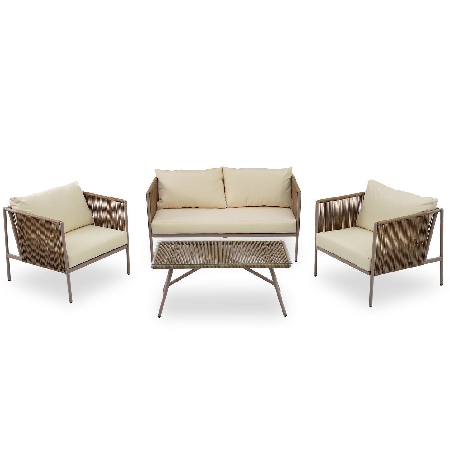 Felton 4 Pc Patio Rope Sofa Set - Beige