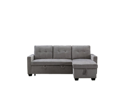 Eki Reversible Sectional Storage Sleeper Sofa Bed - Light Grey