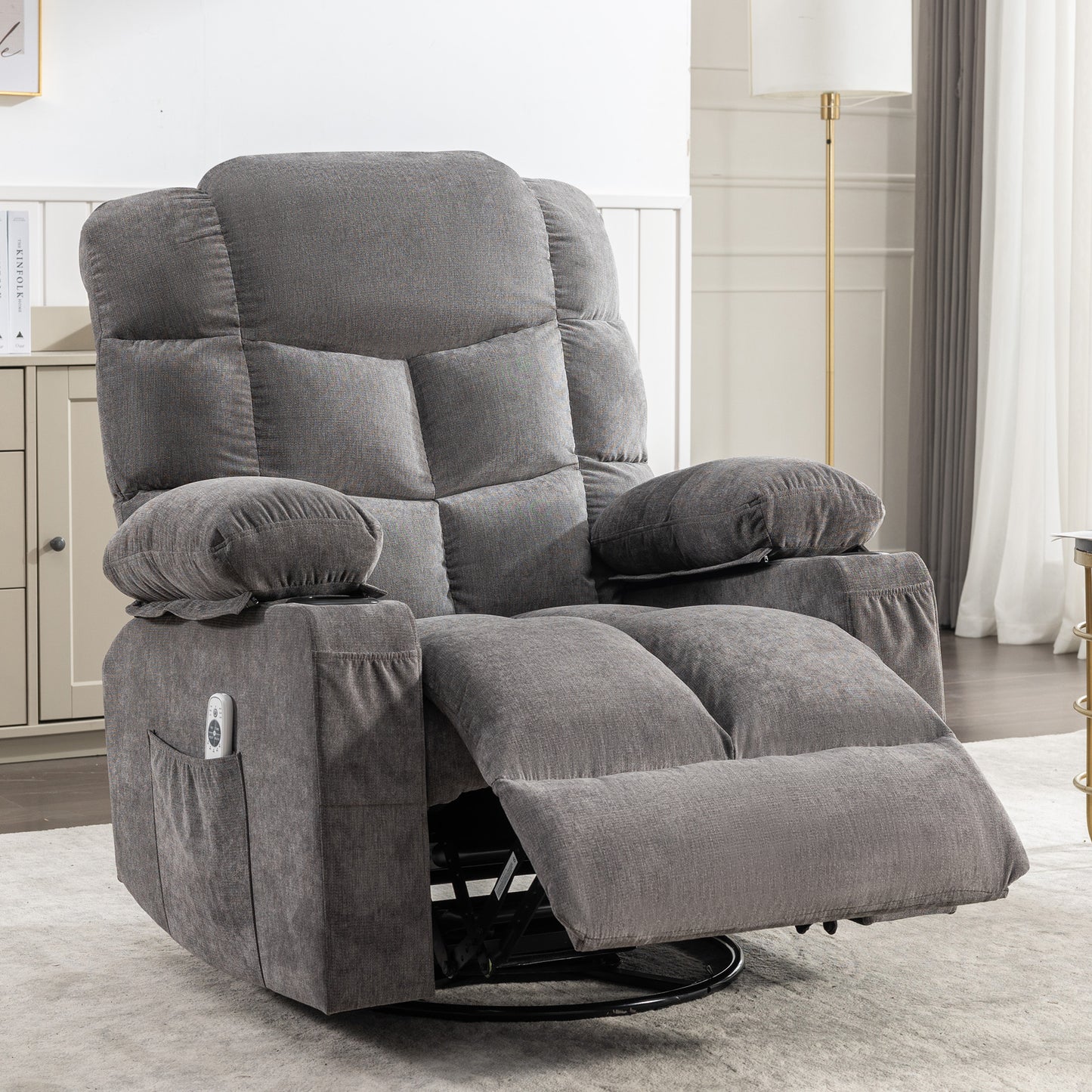 Tulano Oversized Power Recliner with Massage - Gray