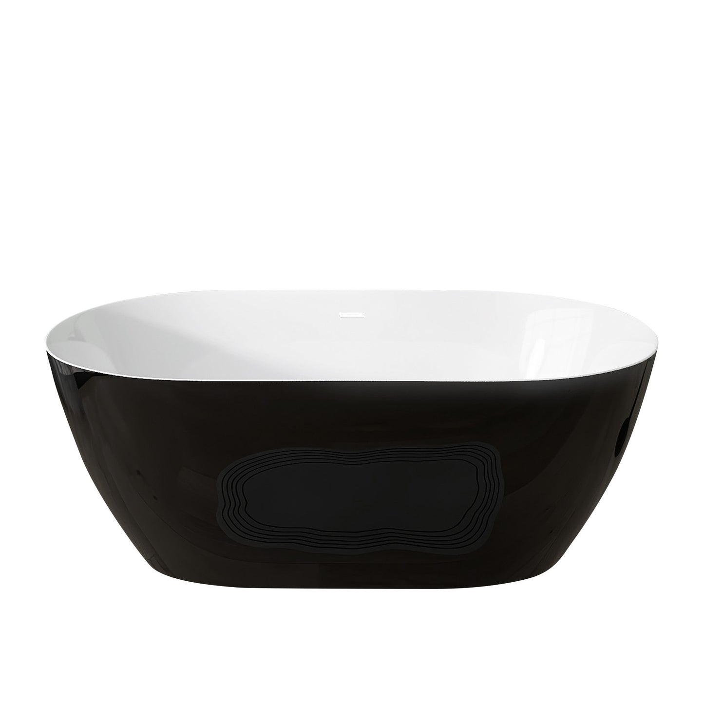 Nuvo 59" Acrylic Free Standing Oval Shape Soaking Tub - Gloss Black+White