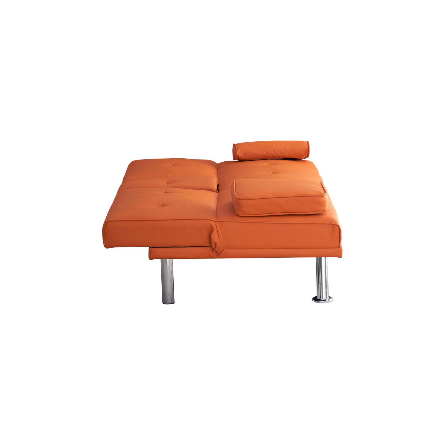 Neza Convertible Faux Leather Sofa Bed  - Orange