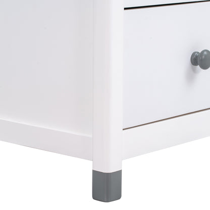 Hana Wooden Nightstand with Two Drawers - White