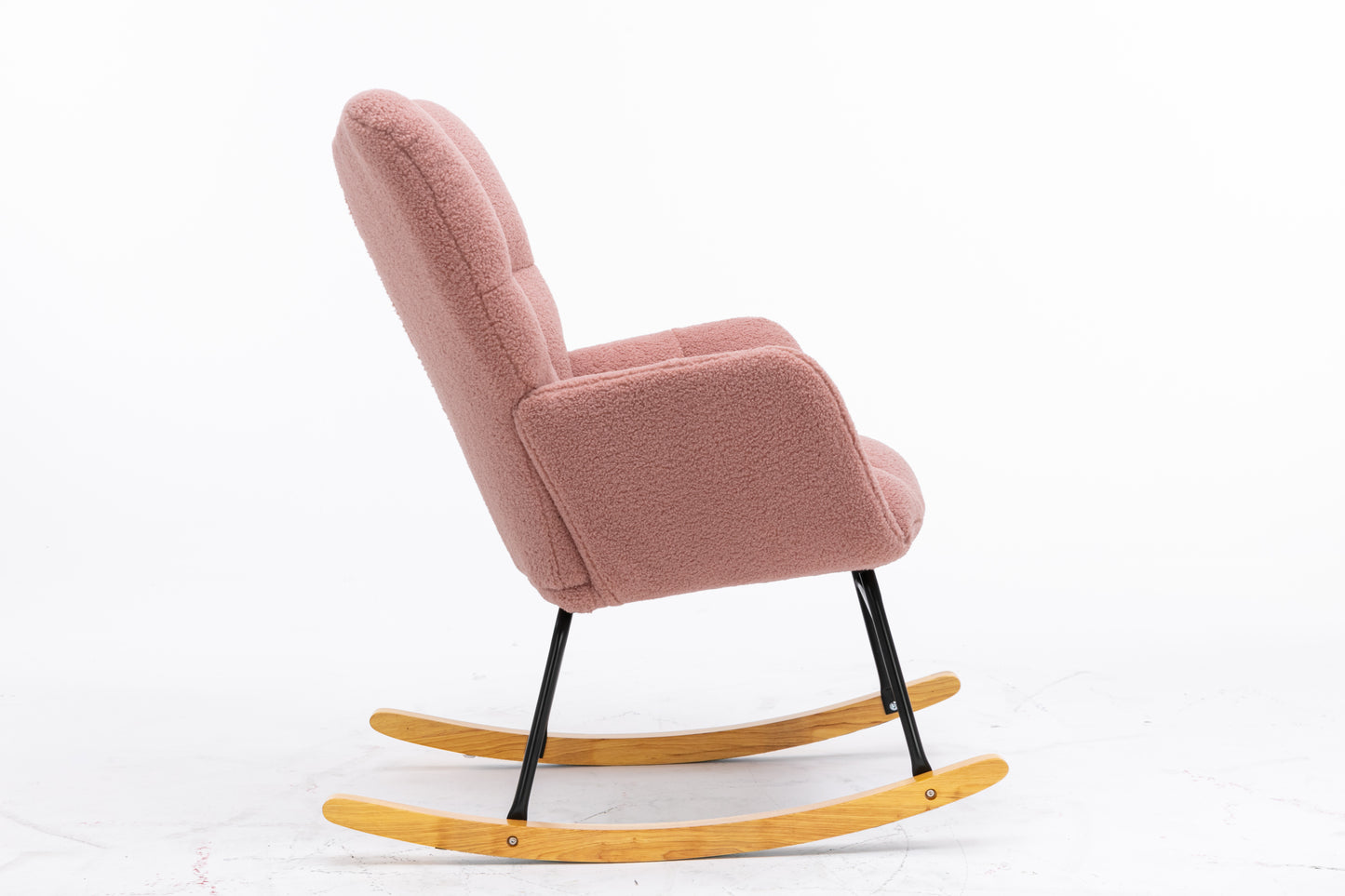 Noble Wool Fabric Upholstered Rocking Chair - Pink