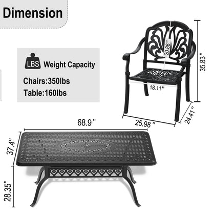 Viona 5 Pc Set Of Cast Aluminum Patio Furniture