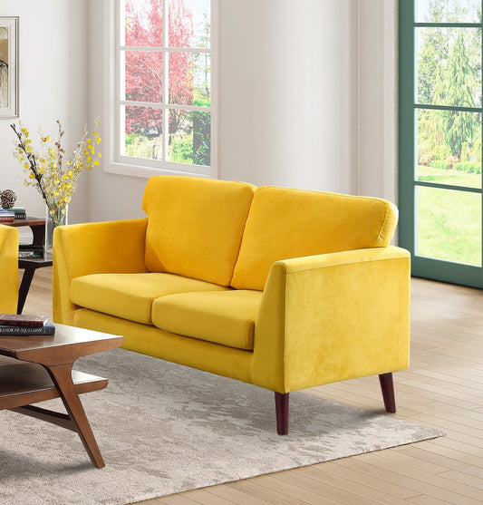 Darcy Velvet Loveseat - Yellow