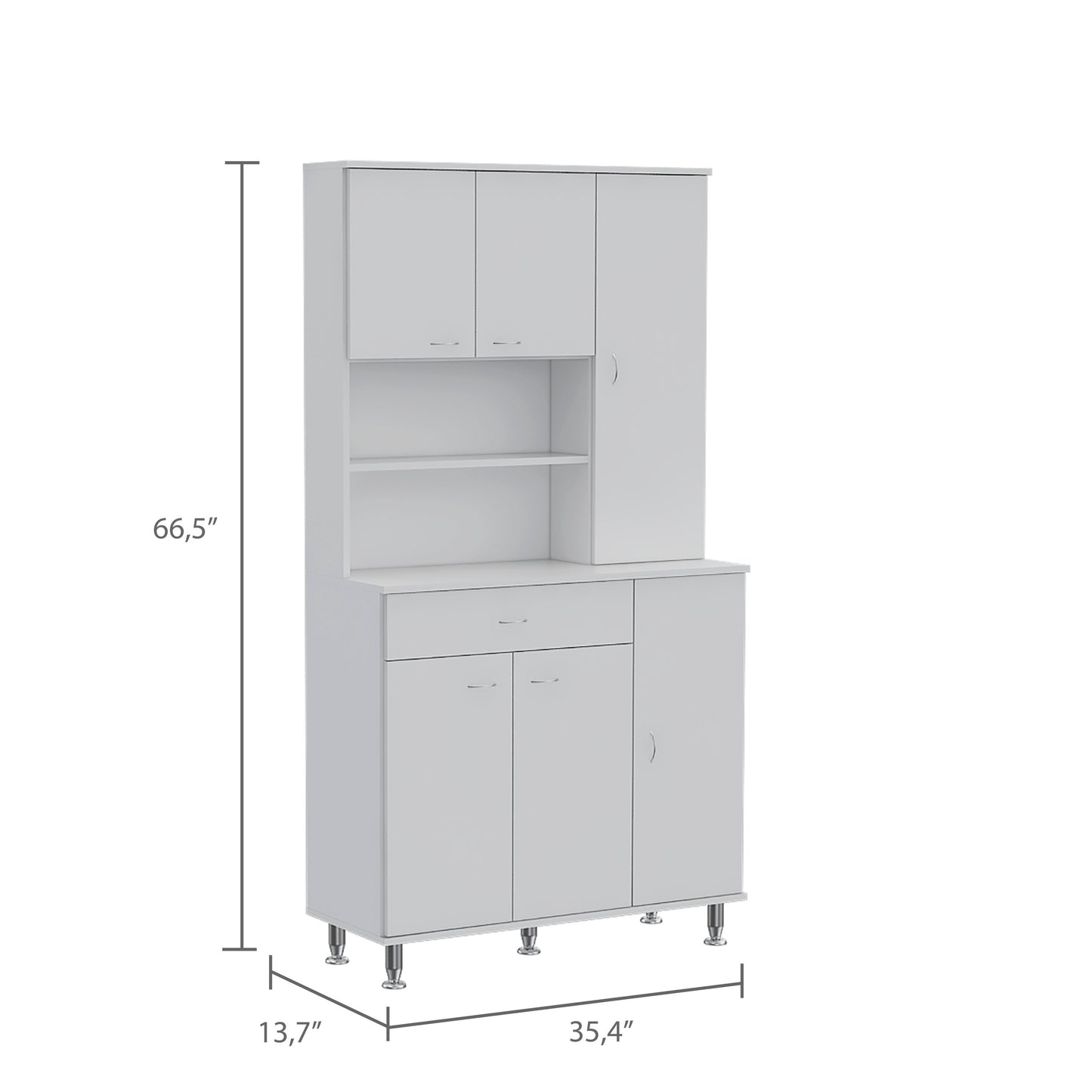 Tigard 1-Shelf 1-Drawer Pantry Cabinet - White