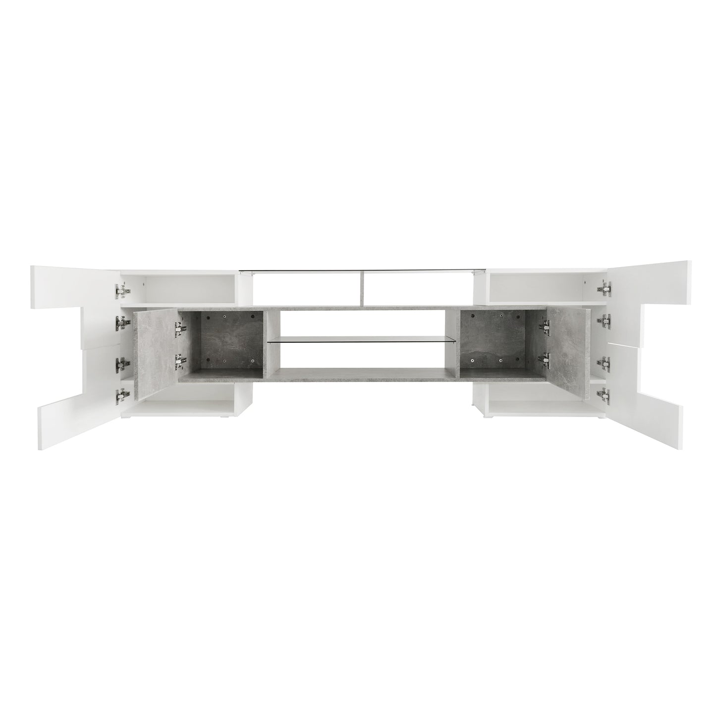 Trax TV Stand with 2 Illuminated Glass Shelves - Grey