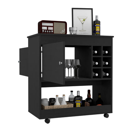 Deon Bar Cabinet With Wheels - Black