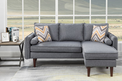 Mia Sectional Sofa Chaise with USB Charger & Pillows - Gray