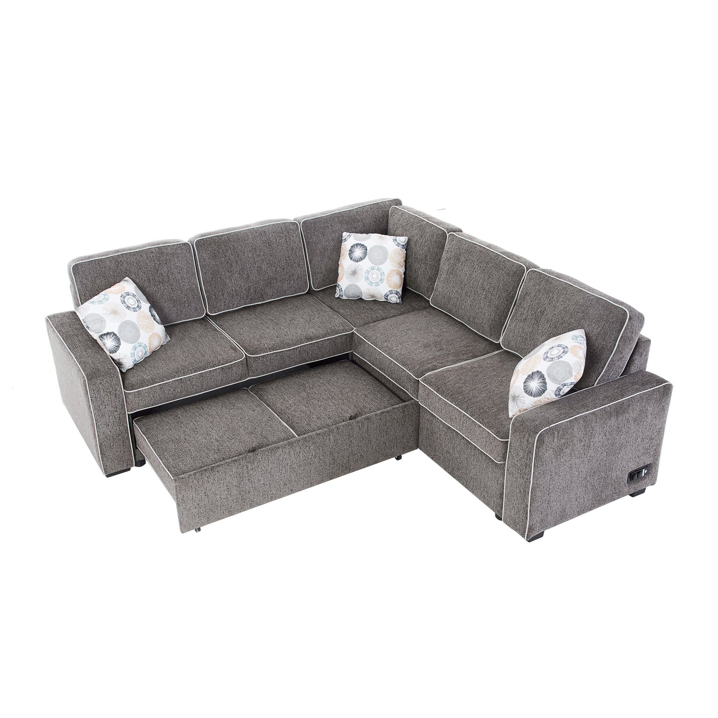 Berg L-Shaped Pull Out Convertible Sleeper Sofa - Dark Gray