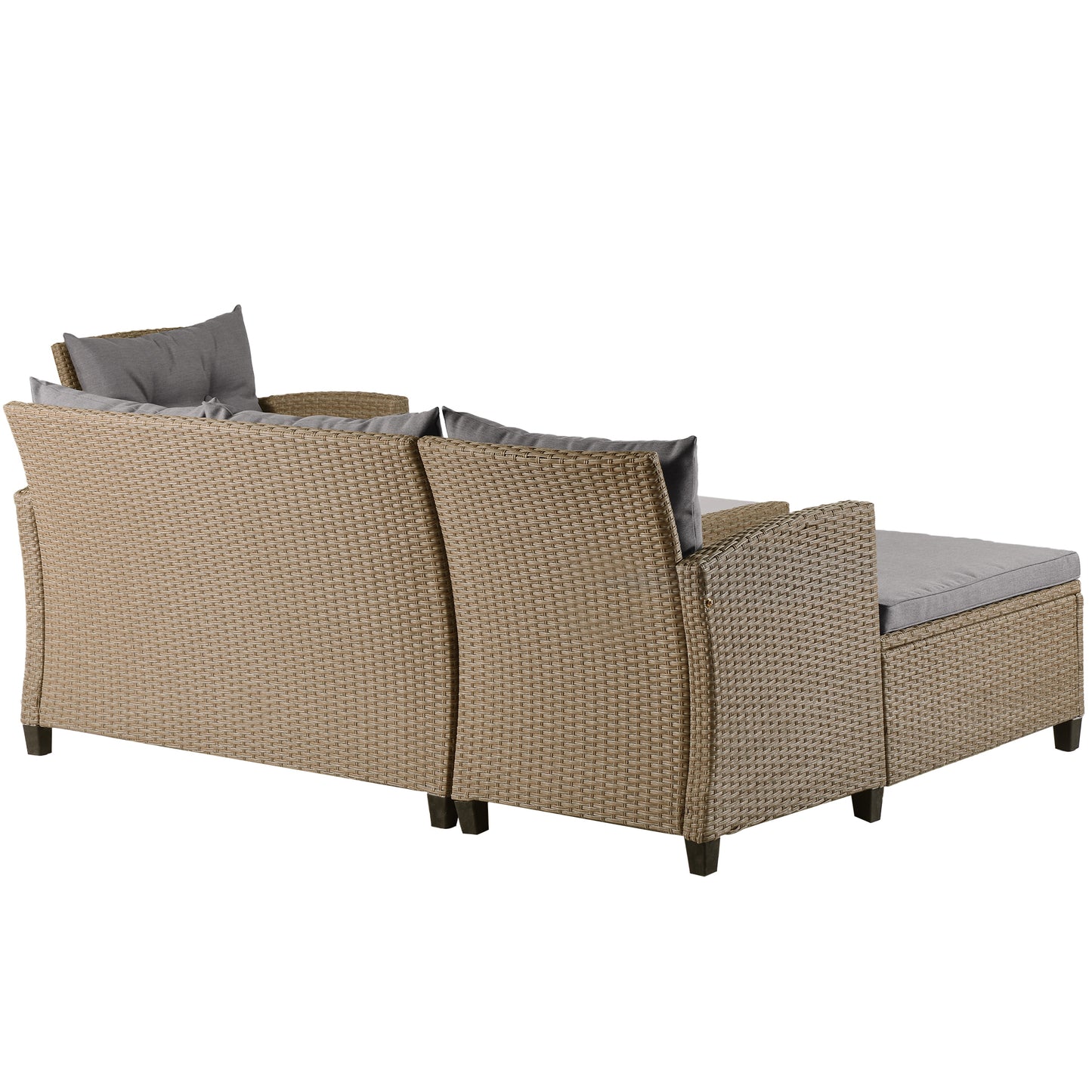 Lorimer 4 Pc Outdoor Patio Rattan Sectional Sofa Set - Gray