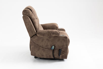 Morris Power Lift Velvet Recliner Motion Reclining Chair - Brown