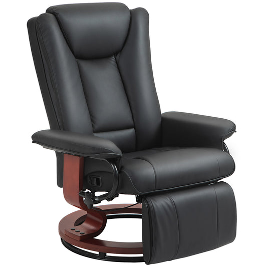 Evan Manual Swivel Recliner Chair with Footrest - Black