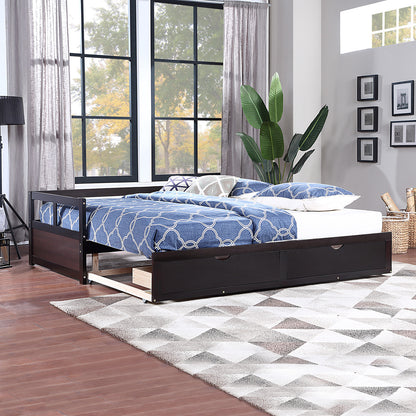 Urban Twin Size Wooden Daybed with 2 Drawers - Espresso