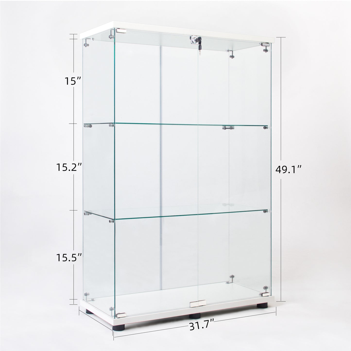 Crescent 4 Shelves Glass Display Cabinet - White