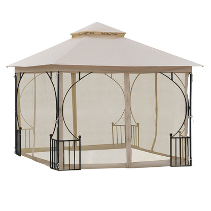 Bostic 10 x 10 ft Hardtop Patio Gazebo  Steel Corner Frame - Beige