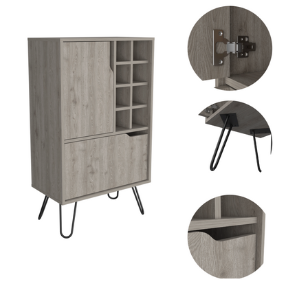 Weston Bar Cabinet With 8 Built In Bottle Racks - Gray