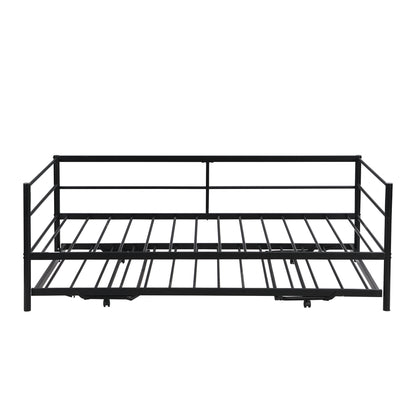 Wago Twin Size Metal Daybed with Adjustable Trundle - Black