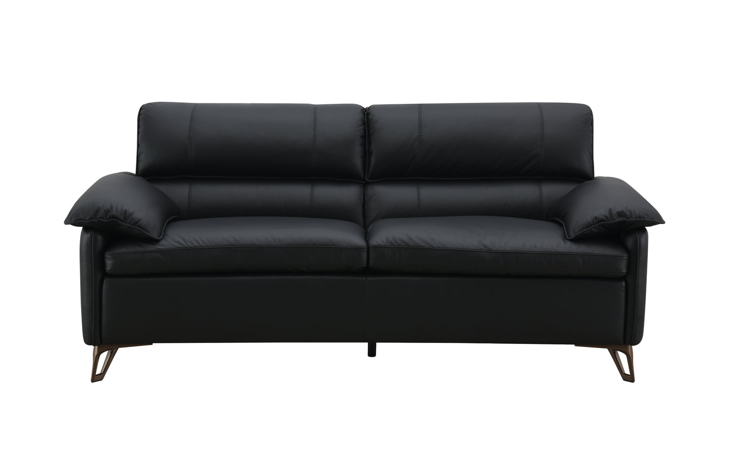 Eilene Black Top Grain Leather Loveseat