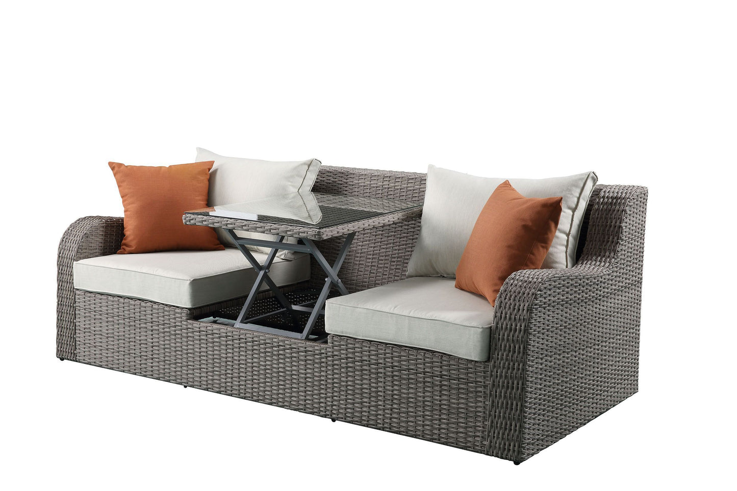 Salena Patio Sectional & 2 Ottomans (2 Pillows) - Beige