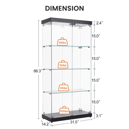 Stargazer 4 Shelves Glass Display Cabinet - Black