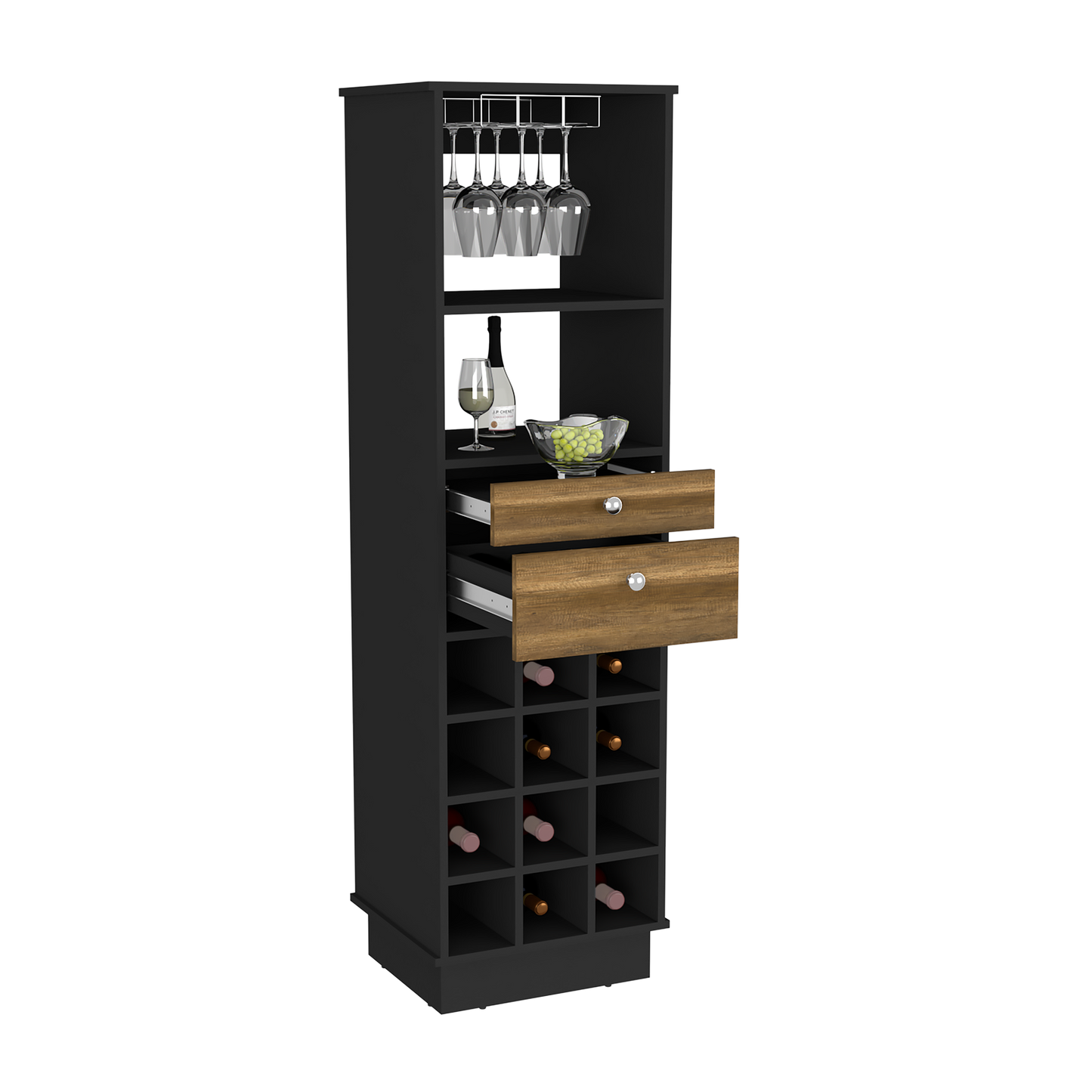 Bureck Bar Cabinet - Black/Walnut