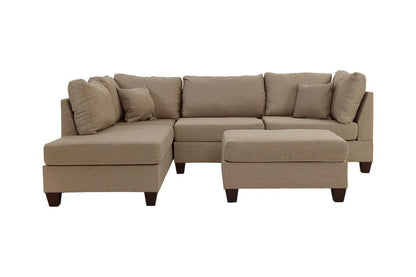 Esra 3pc Sectional Reversible Chaise Sofa And Ottoman - Sand