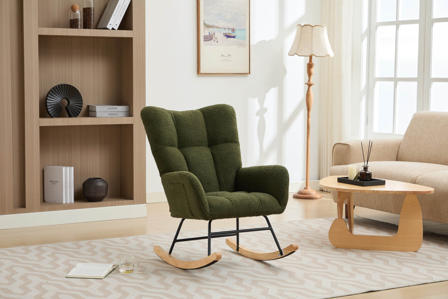 Hari Modern Nursery Rocking Chair - Dark Green