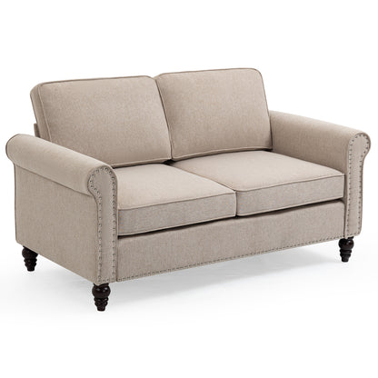 Zimmer Loveseat Button Tufted Sofa - Beige