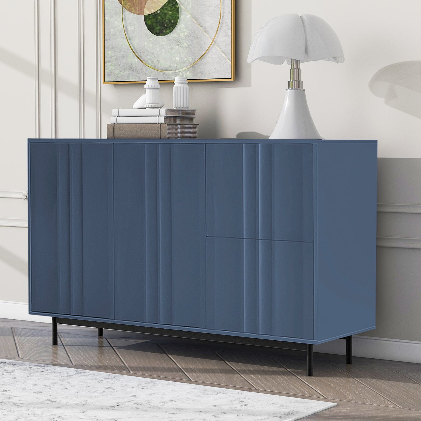 Noza II Sideboard Buffet Cabinet - Navy Blue