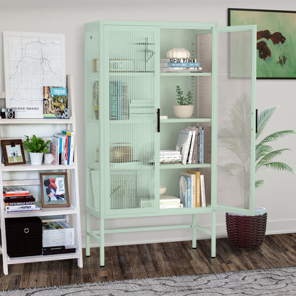 Pratt Glass Double Door Storage Cabinet - Mint Green