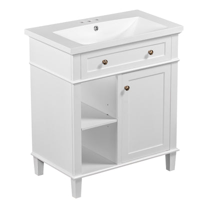 Aqua Bathroom Vanity with Ceramic Sink Set - White