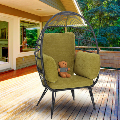 Mora Egg Wicker Outdoor Indoor Basket Chair - Olive Green