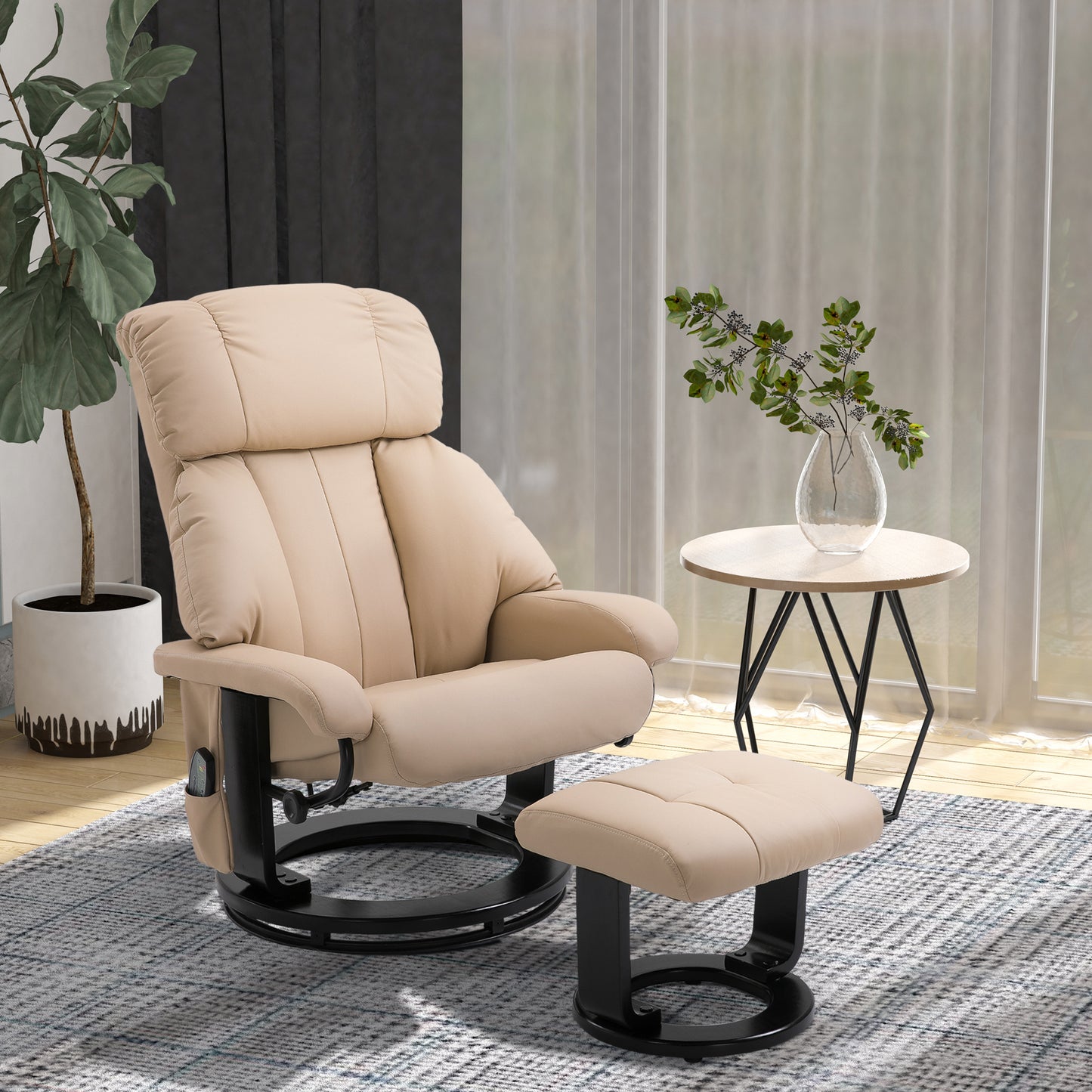 Rexi Massage Recliner Chair with Ottoman - Beige