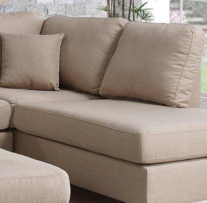 Esra 3pc Sectional Reversible Chaise Sofa And Ottoman - Sand