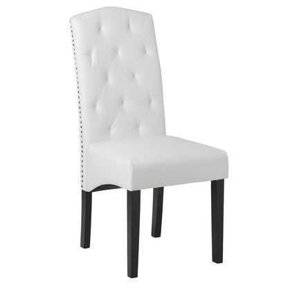 Tulay Dining PU Chair with Solid Wood Leg - White