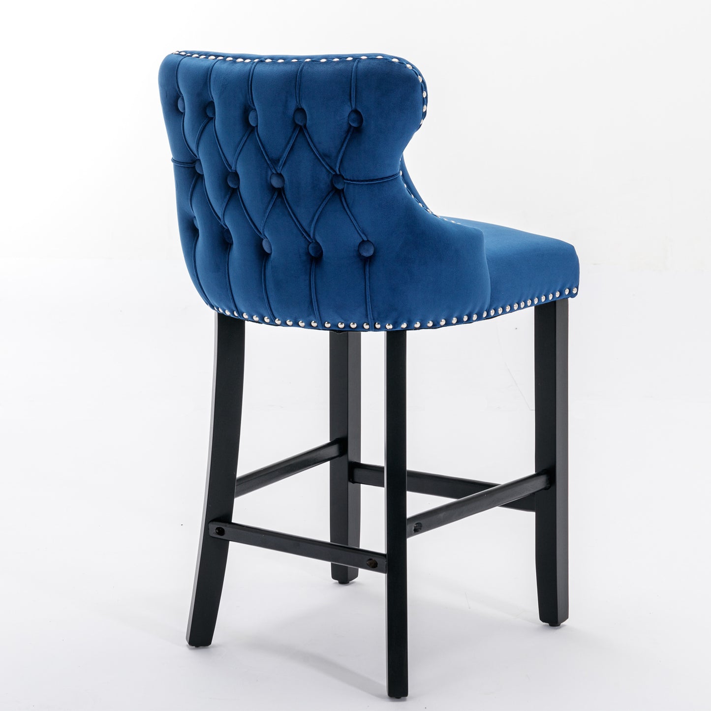 Velvet Wing-Back Barstools - Blue Set of 2