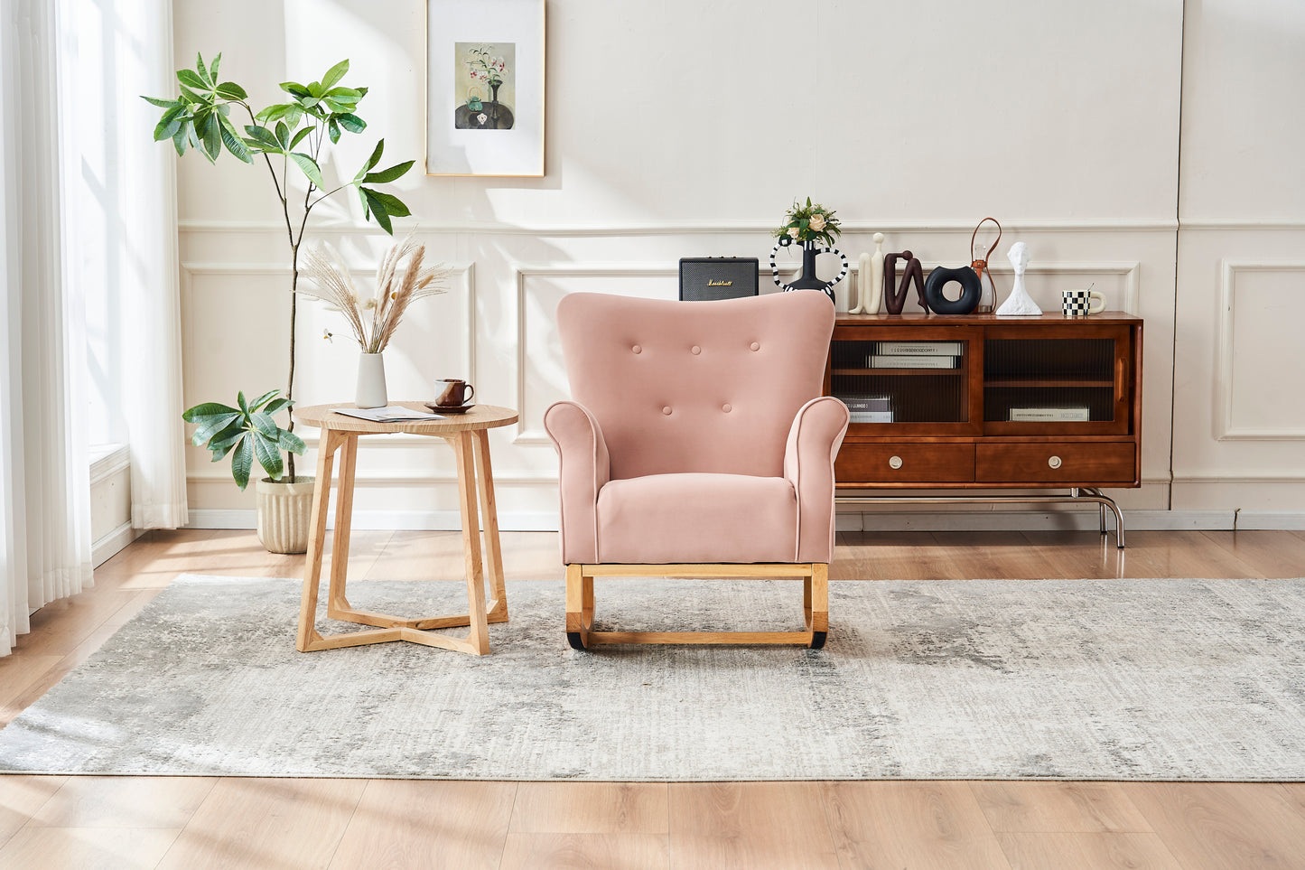 Jarvis Velvet Rocking Chair - Pink