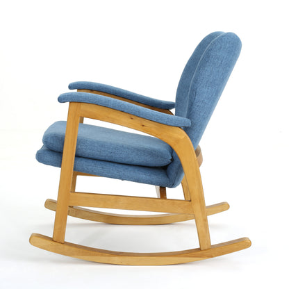 Indo Mid-Century Fabric Rocking Chair - Blue