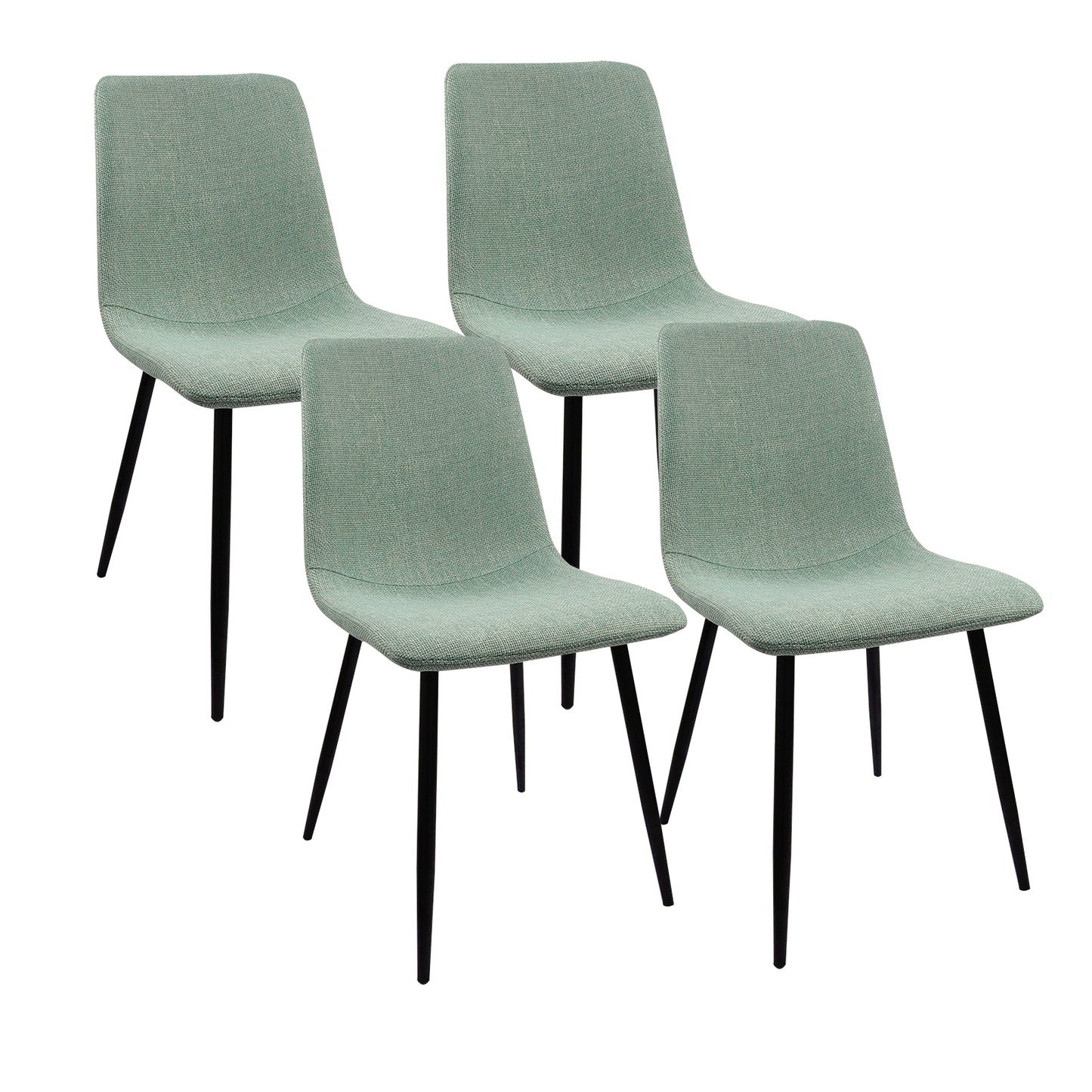 Ona Suedette Dining Chairs with Black Metal Leg (Set of 2) - Light Green